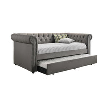 Load image into Gallery viewer, Kepner Tufted Upholstered Daybed Grey with Trundle

