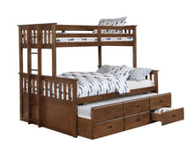Load image into Gallery viewer, Atkin Twin Extra Long over Queen 3-drawer Bunk Bed Weathered Walnut

