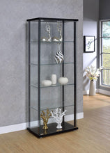 Load image into Gallery viewer, Delphinium 5-shelf Glass Curio Cabinet Black and Clear
