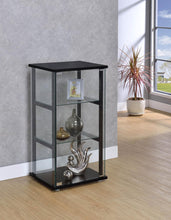 Load image into Gallery viewer, Cyclamen 3-shelf Glass Curio Cabinet Black and Clear
