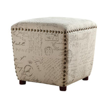 Load image into Gallery viewer, Lucy Upholstered Ottoman with Nailhead Trim Off White and Grey
