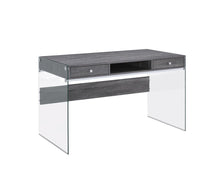 Load image into Gallery viewer, Dobrev 2-drawer Writing Desk Weathered Grey and Clear
