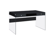 Load image into Gallery viewer, Dobrev 2-drawer Writing Desk Glossy Black and Clear
