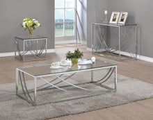 Load image into Gallery viewer, Lille Glass Top Rectangular Sofa Table Accents Chrome
