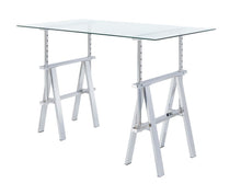 Load image into Gallery viewer, Statham Glass Top Adjustable Writing Desk Clear and Chrome
