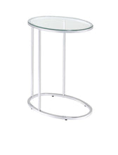 Load image into Gallery viewer, Kyle Oval Snack Table Chrome and Clear
