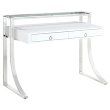 Load image into Gallery viewer, Gemma 2-drawer Writing Desk Glossy White and Chrome
