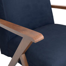 Load image into Gallery viewer, Cheryl Wooden Arms Accent Chair Dark Blue and Walnut
