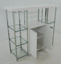 Load image into Gallery viewer, Gallimore 2-door Bar Cabinet with Glass Shelf High Glossy White and Chrome
