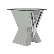 Load image into Gallery viewer, Taffeta V-shaped End Table with Glass Top Silver
