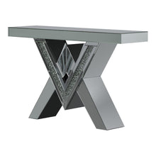 Load image into Gallery viewer, Taffeta V-shaped Sofa Table with Glass Top Silver
