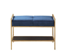 Load image into Gallery viewer, Maria Upholstered Stool Navy Blue and Gold
