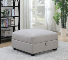 Load image into Gallery viewer, Cambria Upholstered Square Storage Ottoman Grey
