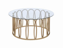 Load image into Gallery viewer, Monett Round Coffee Table Chocolate Chrome and Clear

