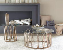 Load image into Gallery viewer, Monett Round End Table Chocolate Chrome and Clear
