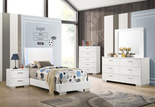 Load image into Gallery viewer, Felicity Twin Panel Bed with LED Lighting Glossy White
