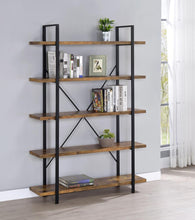 Load image into Gallery viewer, Cole 5-Shelf Bookcase Antique Nutmeg and Black
