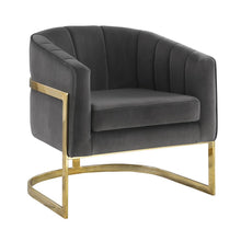 Load image into Gallery viewer, Joey Tufted Barrel Accent Chair Dark Grey and Gold
