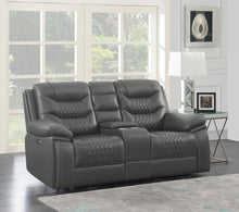 Load image into Gallery viewer, Flamenco Tufted Upholstered Power Loveseat with Console Charcoal
