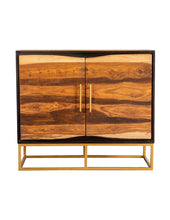 Load image into Gallery viewer, Zara 2-door Accent Cabinet Black Walnut and Gold
