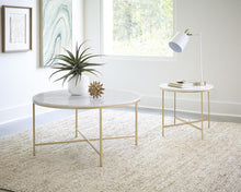 Load image into Gallery viewer, Ellison Round X-cross Coffee Table White and Gold

