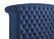 Load image into Gallery viewer, Melody Eastern King Wingback Upholstered Bed Pacific Blue
