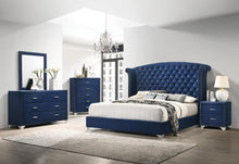 Load image into Gallery viewer, Melody Eastern King Wingback Upholstered Bed Pacific Blue
