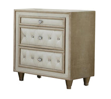 Load image into Gallery viewer, Antonella 3-drawer Upholstered Nightstand Ivory and Camel
