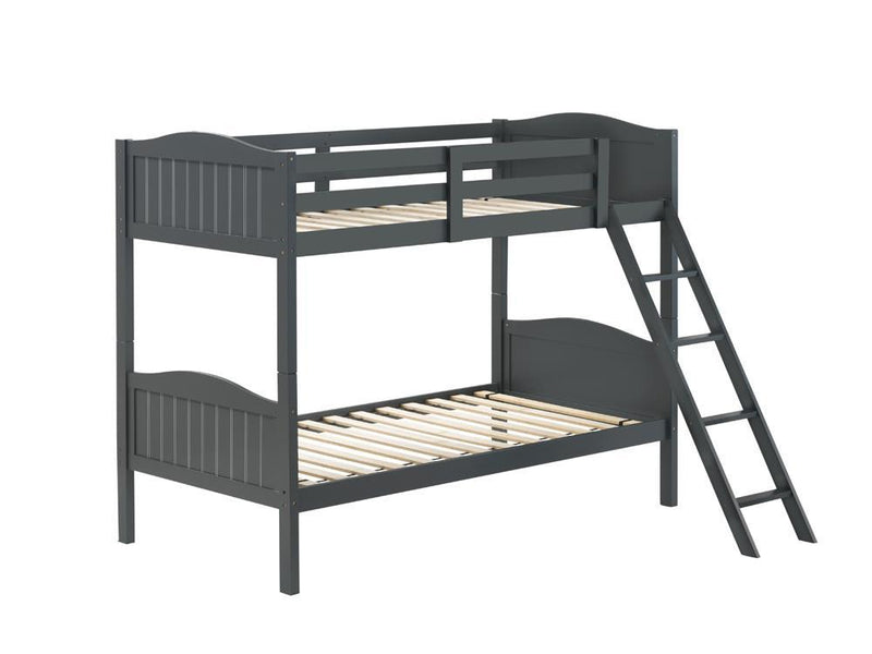 Arlo Twin Over Twin Bunk Bed with Ladder Grey