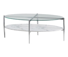 Load image into Gallery viewer, Cadee Round Glass Top Coffee Table White and Chrome
