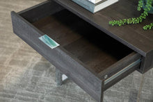 Load image into Gallery viewer, Baines Square 1-drawer End Table Dark Charcoal and Chrome
