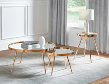 Load image into Gallery viewer, Kaelyn Round Mirror Top End Table Gold
