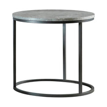 Load image into Gallery viewer, Lainey Faux Marble Round Top End Table Grey and Gunmetal
