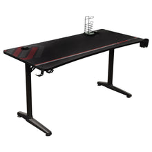 Load image into Gallery viewer, Tarnov Rectangular Metal Gaming Desk with USB Ports Black
