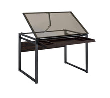 Load image into Gallery viewer, Pantano Glass Top Drafting Desk Dark Gunmetal and Chestnut
