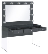 Load image into Gallery viewer, Afshan 3-drawer Vanity Desk with Lighting Mirror Grey High Gloss

