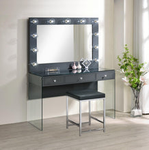 Load image into Gallery viewer, Afshan 3-drawer Vanity Desk with Lighting Mirror Grey High Gloss
