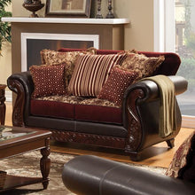 Load image into Gallery viewer, Franklin Burgundy/Espresso Love Seat, Burgundy image
