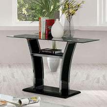Load image into Gallery viewer, Staten Glossy Black/Chrome Sofa Table
