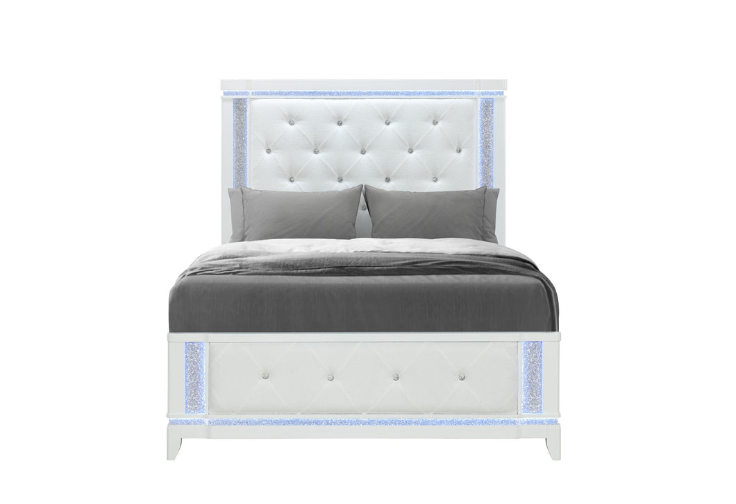 ALINA WHITE FULL BED WITH LED