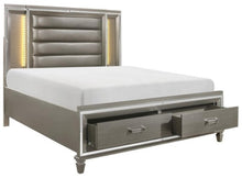 Load image into Gallery viewer, Homelegance Tamsin Queen Upholstered Storage Bed in Silver Grey Metallic 1616-1*
