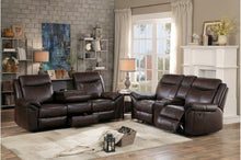 Load image into Gallery viewer, Homelegance Furniture Aram Double Glider Reclining Loveseat in Brown 8206BRW-2
