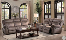 Load image into Gallery viewer, Homelegance Furniture Aram Double Glider Reclining Loveseat in Dark Brown 8206NF-2
