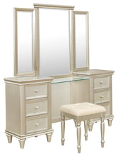 Load image into Gallery viewer, Celandine Vanity Stool in Pearl/Silver 1928-14
