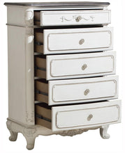 Load image into Gallery viewer, Cinderella 5 Drawer Chest in Antique White with Grey Rub-Through 1386NW-9
