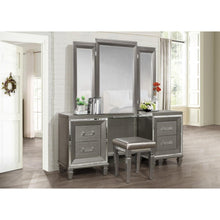 Load image into Gallery viewer, Tamsin Vanity Stool in Silver Grey Metallic 1616-14
