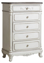 Load image into Gallery viewer, Cinderella 5 Drawer Chest in Antique White with Grey Rub-Through 1386NW-9
