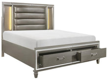 Load image into Gallery viewer, Tamsin Queen Upholstered Storage Bed in Silver Grey Metallic 1616-1*
