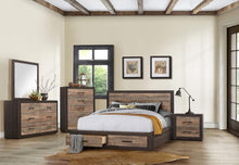 Load image into Gallery viewer, Miter Queen Platform Bed with Footboard Storage in Rustin Mahogany &amp; Dark Ebony 1762-1*
