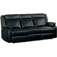 Load image into Gallery viewer, Homelegance Furniture Jude Double Glider Recliner Sofa in Black 8201BLK-3 image
